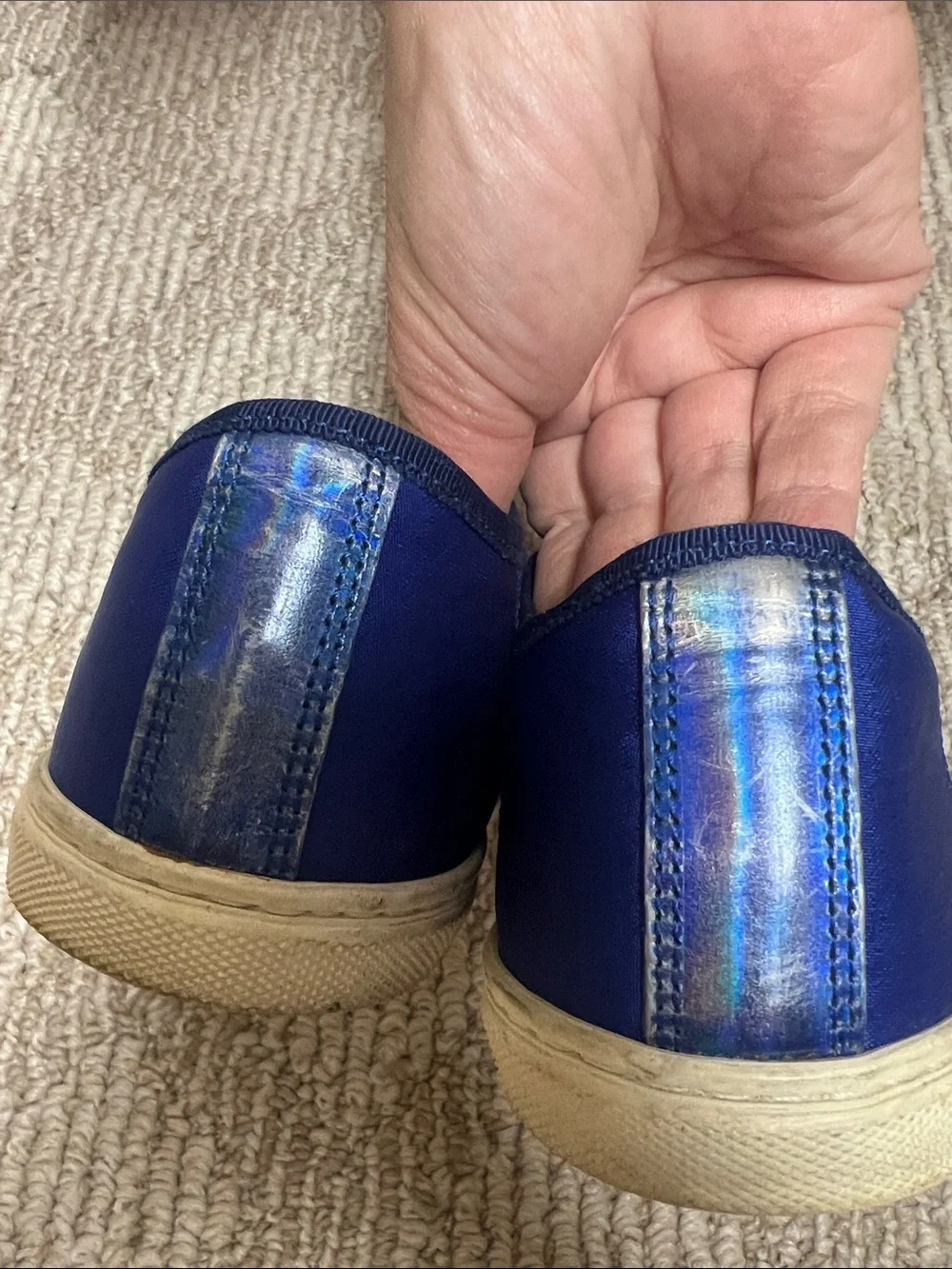 Lanvin Royal Blue Canvas Low-Top Sneakers with Iridescent Toe